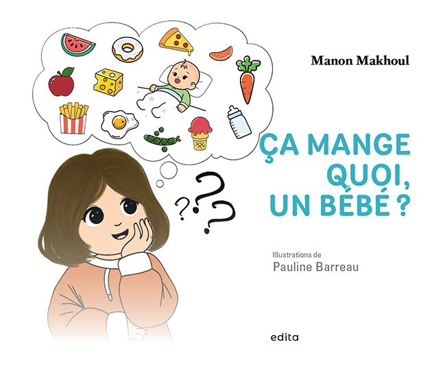 Un enfant qui pense à différents fruits et légumes pour un bébé