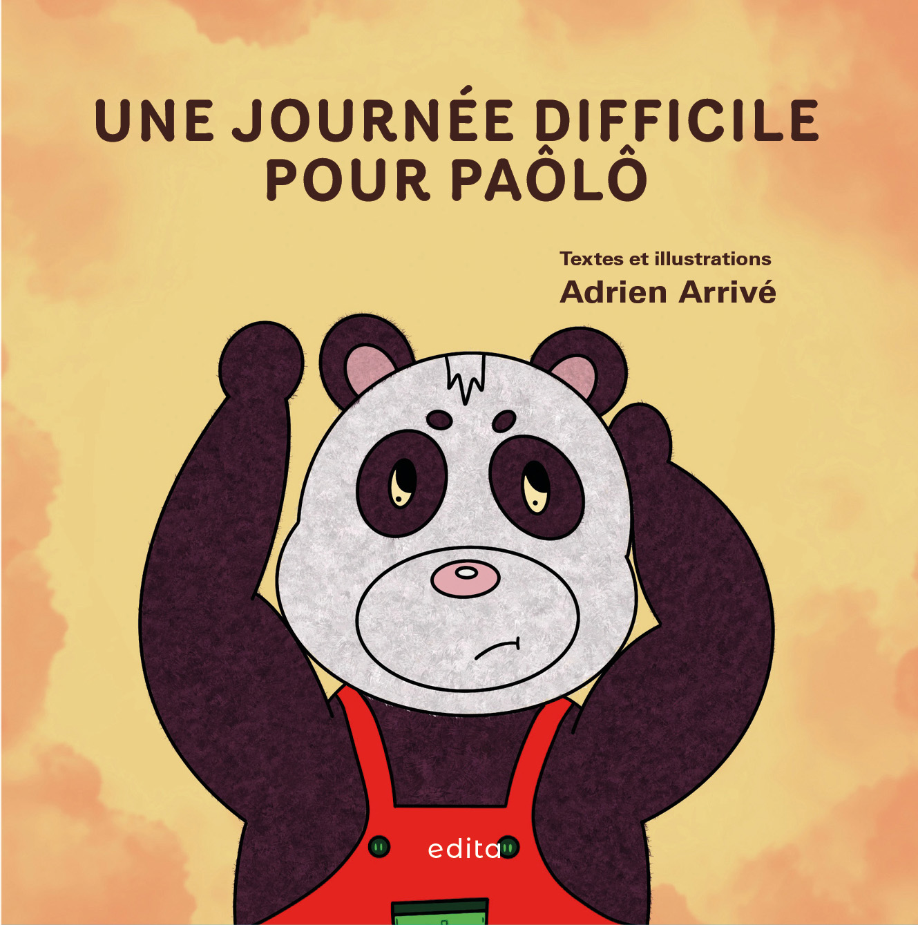 Paôlô le petit panda se tient la tête dans les mains, les yeux au ciel